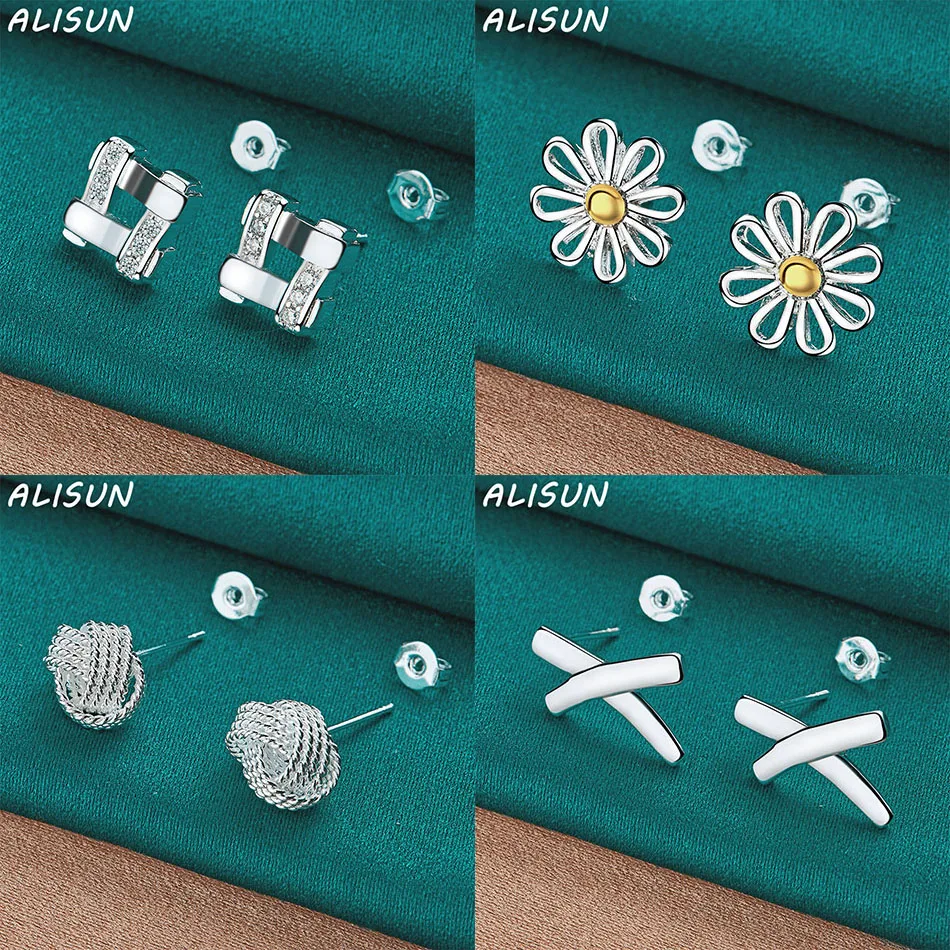 

ALISUN 925 Sterling Silver Earrings Stud Earrings For Women Fashion Jewelry Charm Grace Noble Wedding Accessories