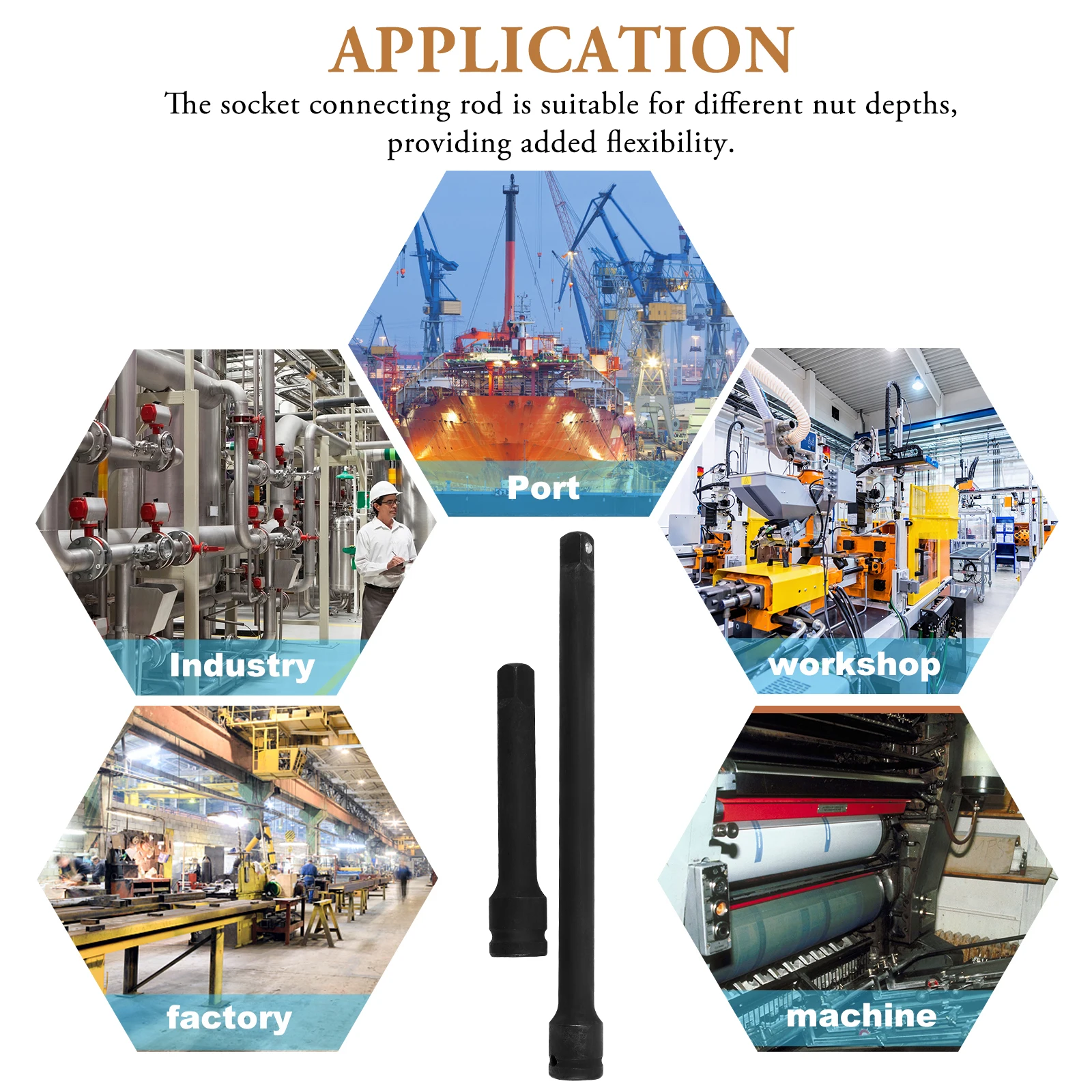 

2Pcs Socket Wrench Extension Bars Flexible Heavy Duty Extension Rods Universal Durable Long Reach for Home and Professional Use