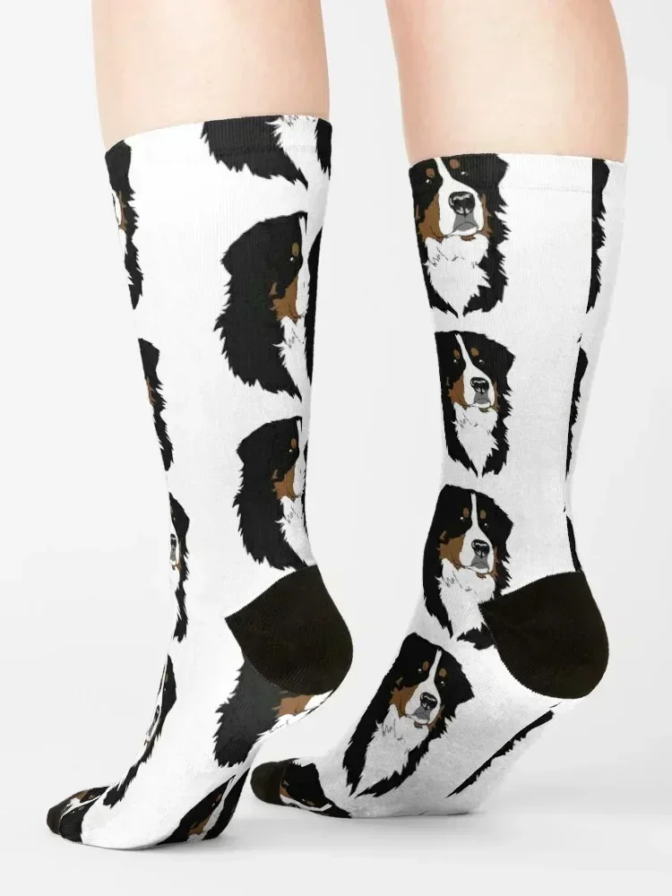 Bernese Mountain Dog Cute Face Socks Running floor valentine gift ideas warm winter Mens Socks Women's