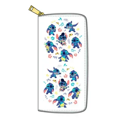 Disney Stitch cartoon bonito Donald Duck pu zíper longo moeda bolsa de embreagem titular do cartão ID chave titular