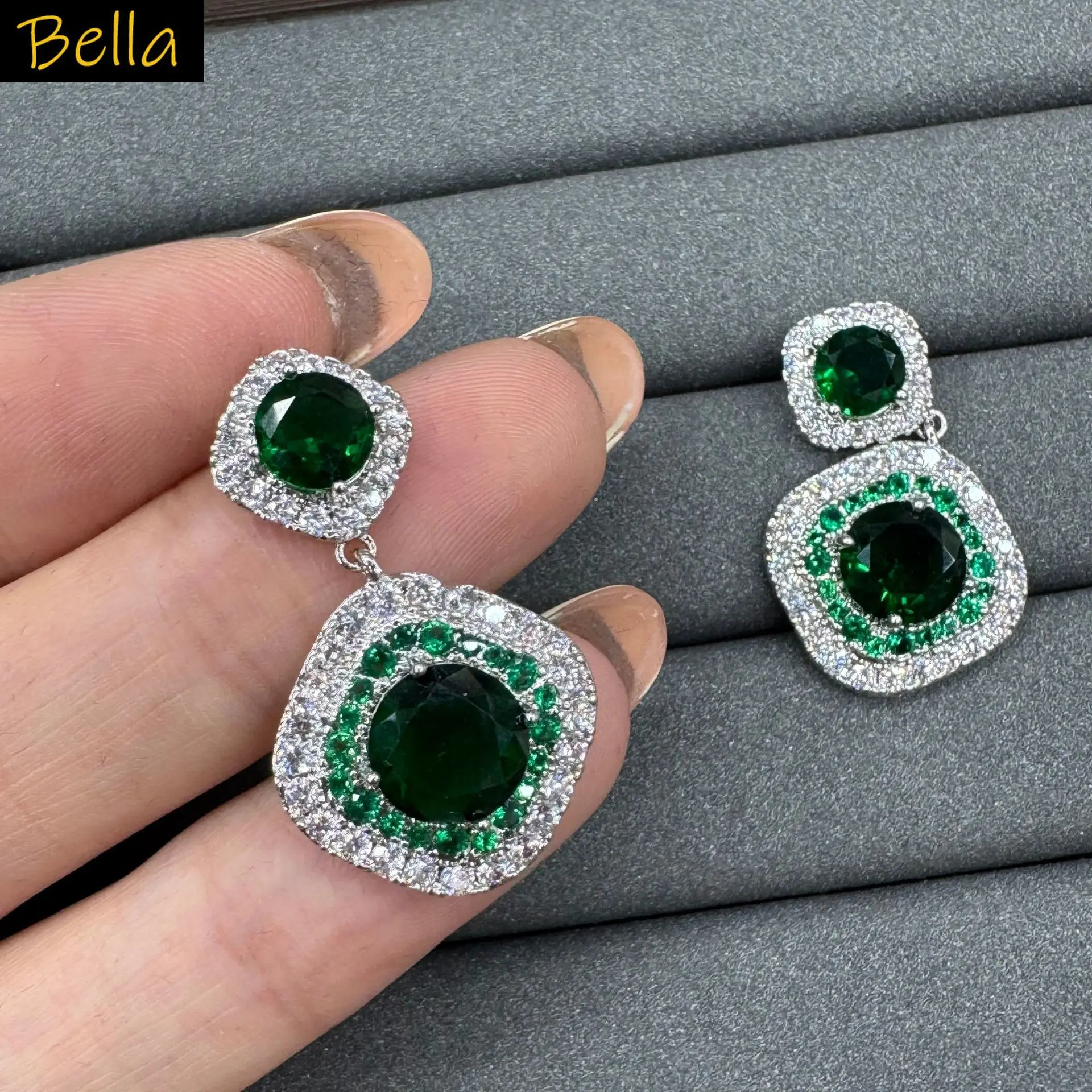 

white green pink zirconia earrings square dangling earrings silver color dinner party bar jewelry women gift