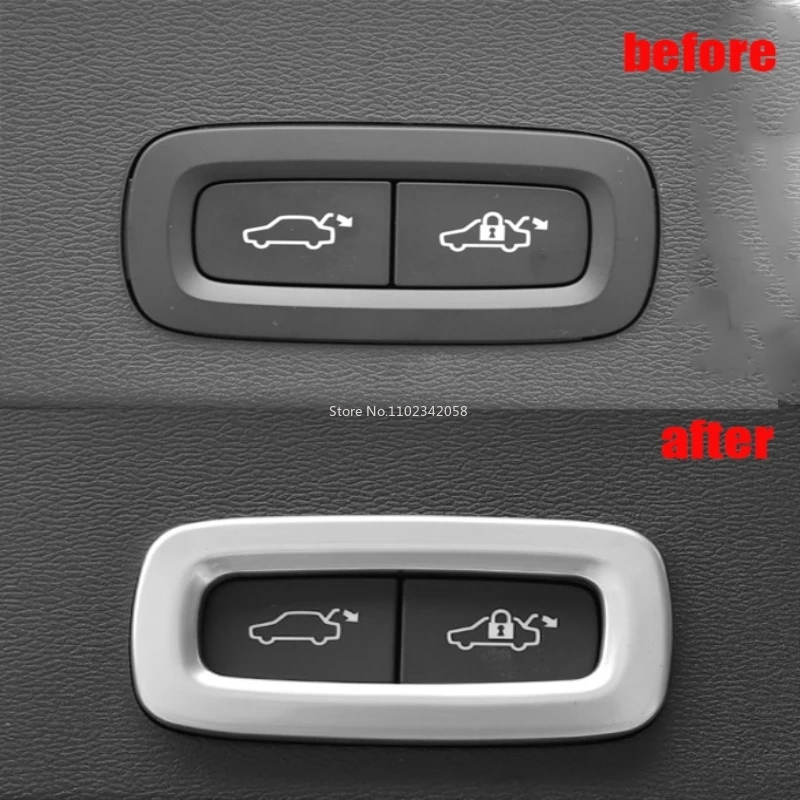 For Volvo Xc60 2018 2019 2020 2021 2022 Stainless Steel Trunk Switch Button Frame Tailgate Open Cover 3d Parts