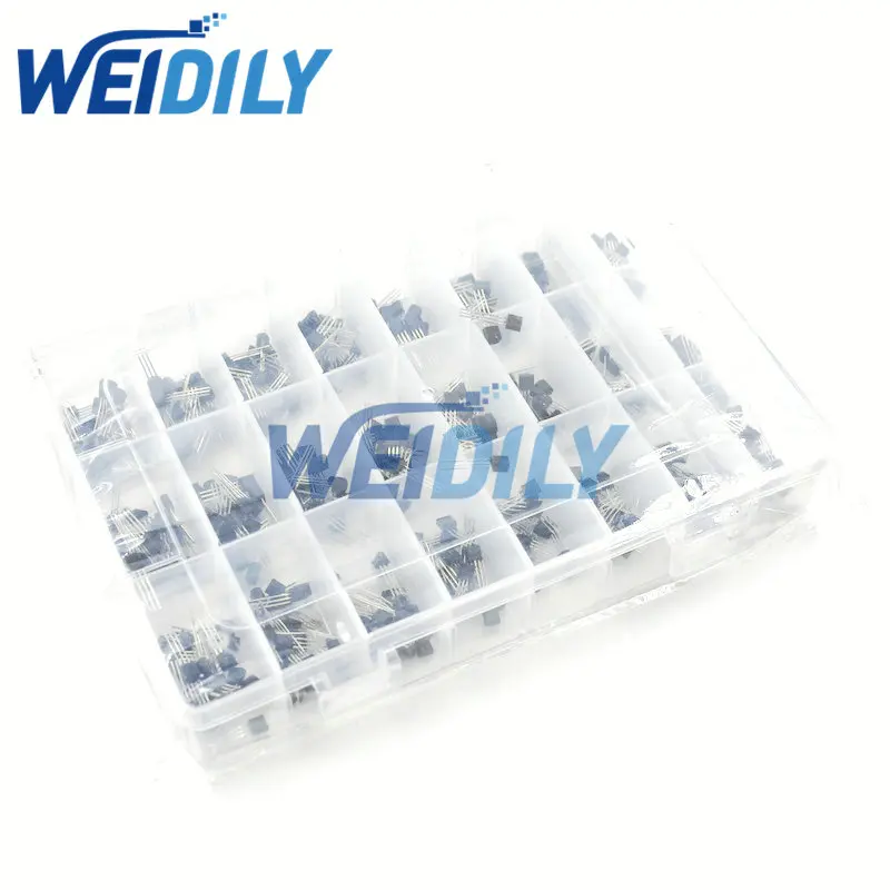 24Values TO-92 Transistor Assortment Assorted Kit Each BC327 BC337 BC517 BC547 BC548 BC549 2N2222 3906 3904 5401 5551 C945 1015