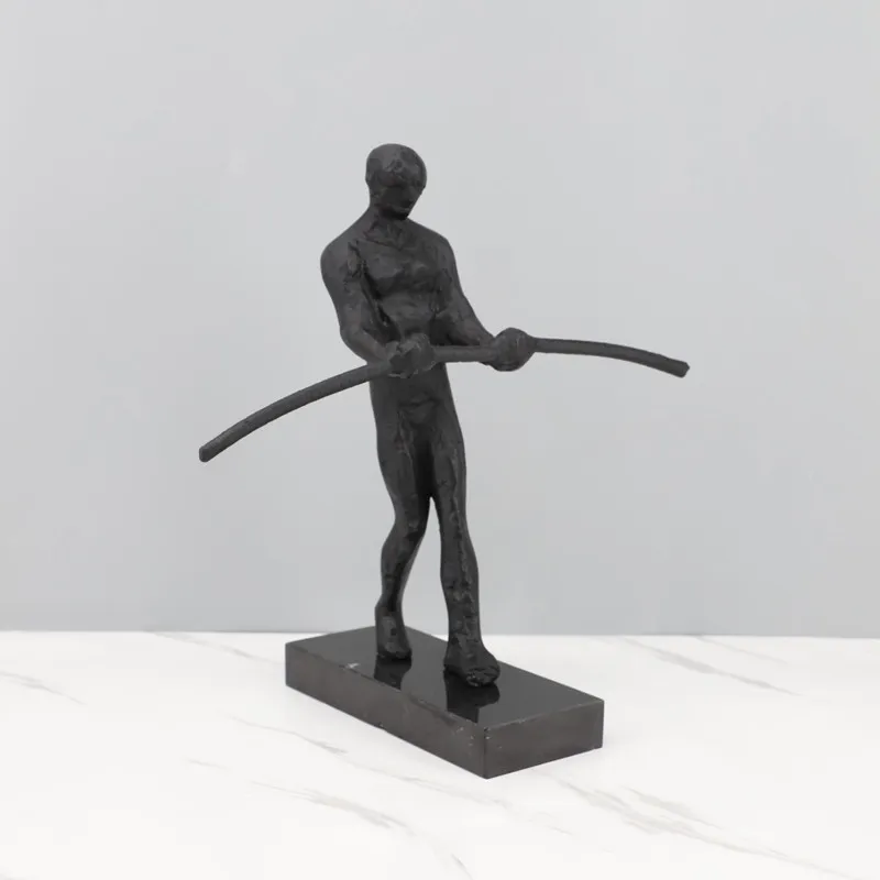 Minimalist Metal Character Ornaments, Abstract Art, Three Person Cast Iron Figures, Reflective Sculpture Models, Home Decoration