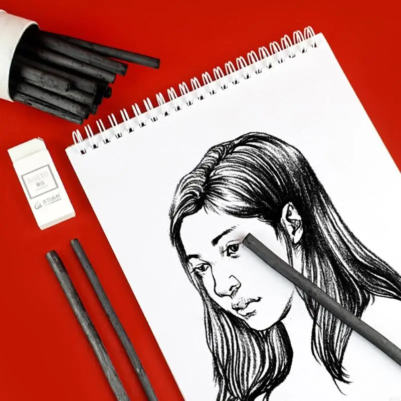 W89C كرمة فحم العصي أقلام الرصاص رسم ويلو أسود فحم أقلام الرصاص 25 مجموعة