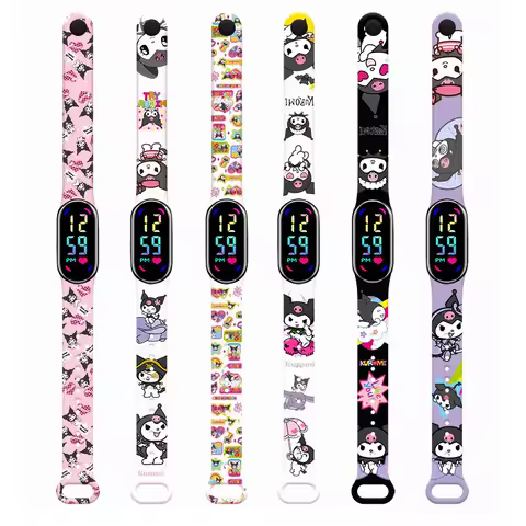 New Kuromi Girls Watches for Kids Sport Wristband Touch Bracelet Waterproof Children Digital Watch Women Clock relogio montre