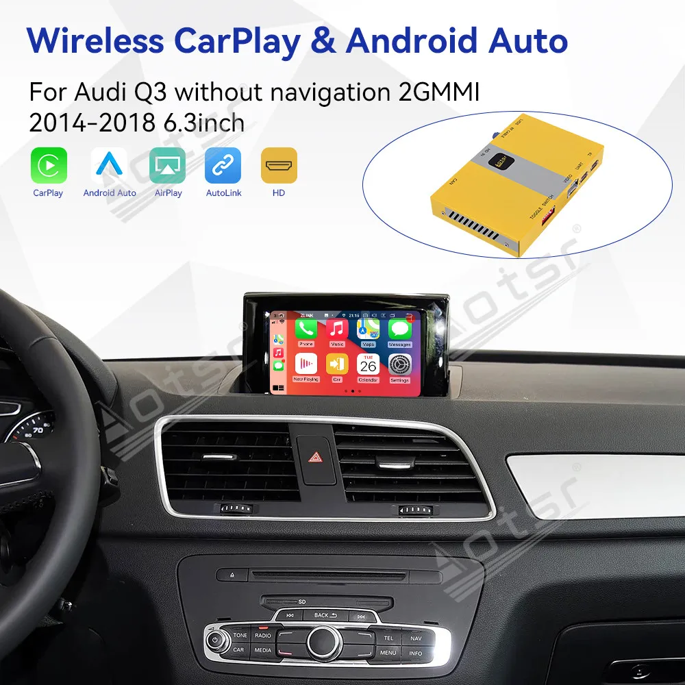 New Car Accessories For Audi Q3 2GMMI 2014-2018 6.3” Without navigation Wireless Carplay Decoder Box Android Auto Link AirPlay view 6