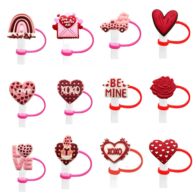 Valentine's Day 8/10mm Straw Covers Cap For Stanley Cup 30 40oz 4 Pack Heart Shape Straw Topper For Stanley Tumbler Accessories