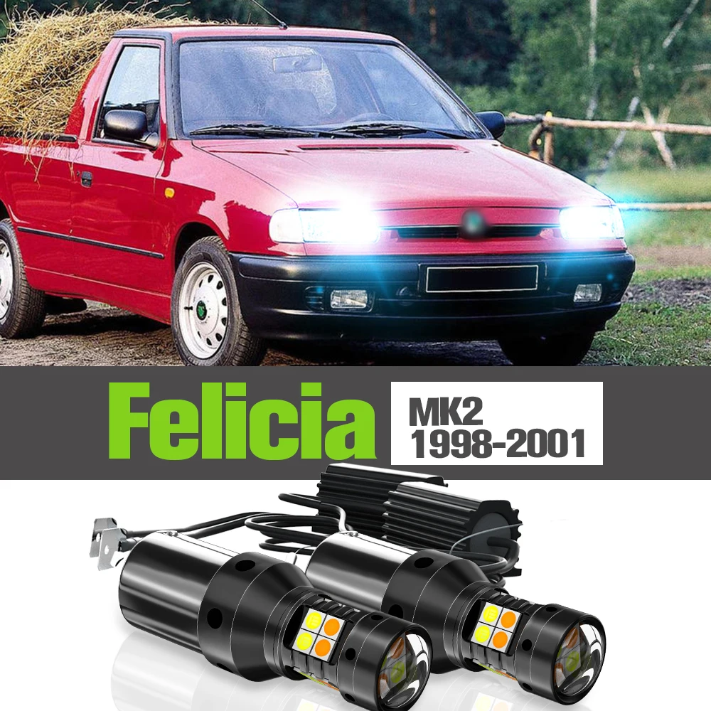 

2x LED Dual Mode Turn Signal+Daytime Running Light DRL Accessories Lamp For Skoda Felicia 2 MK2 1998-2001 1999 2000