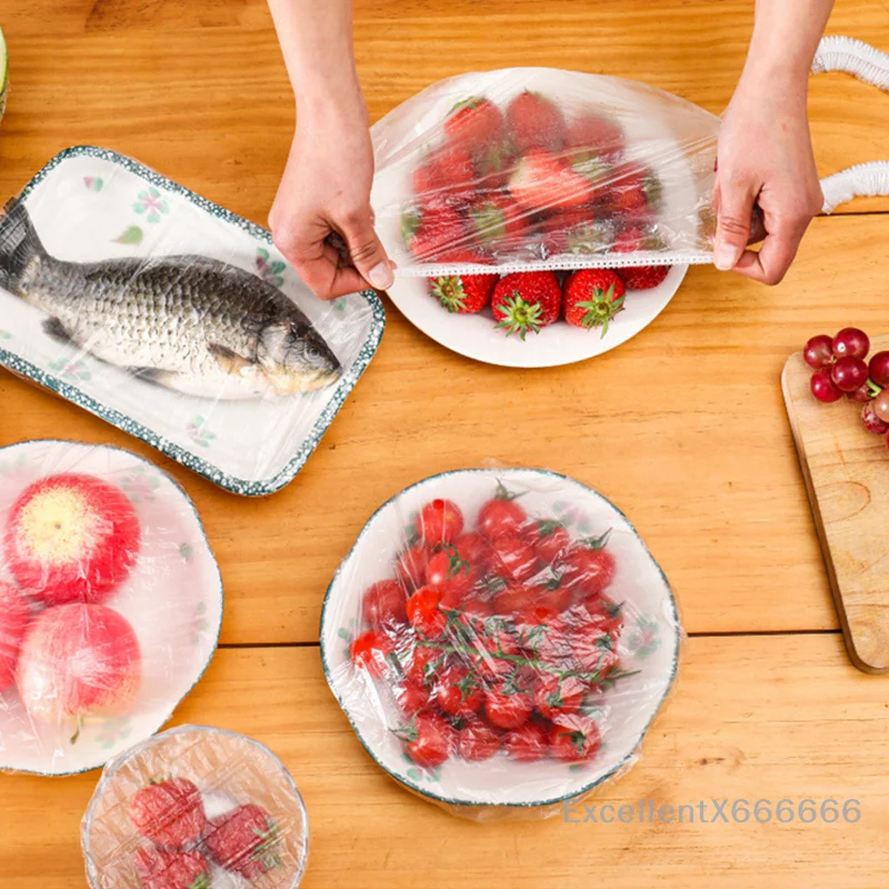 

100 Plastic Wrap Plate Clings Film Reusable Food Storage Covers Keep Fresh Food