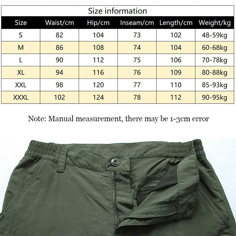 Letnie męskie spodnie szybkoschnące Mężczyźni Armia Wojskowe Outdoor Mountaineering Wodoodporne spodnie Softair Multi Pocket Workwear Trousers