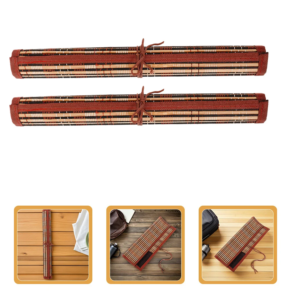 2 قطعة فرشاة الخط خمر الخيزران نشمر حامل المحمولة اللوحة القلم حالة الفنان فرشاة التخزين المنظم للسفر المنزل #1