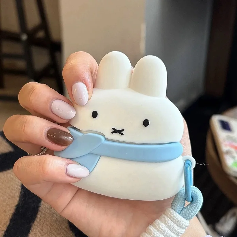 

Cute Cartoon Scarf Miffy Rabbit Apple Airpods4 Bluetooth Earphone Protective Cover 1/2 Generation Soft Shell Pro