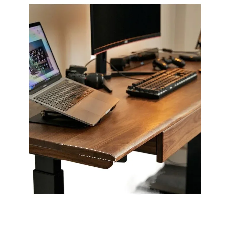 black walnut solid wood with drawers simple bedroom computer desk can be lifted to work and study e-sports