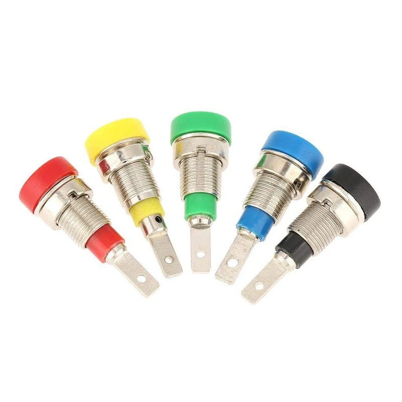 5-Piece Banana Jack Mixed Color Banana Jack 2.0Mm Jack For Panel Mounting Test Probe Insulated Terminal Block