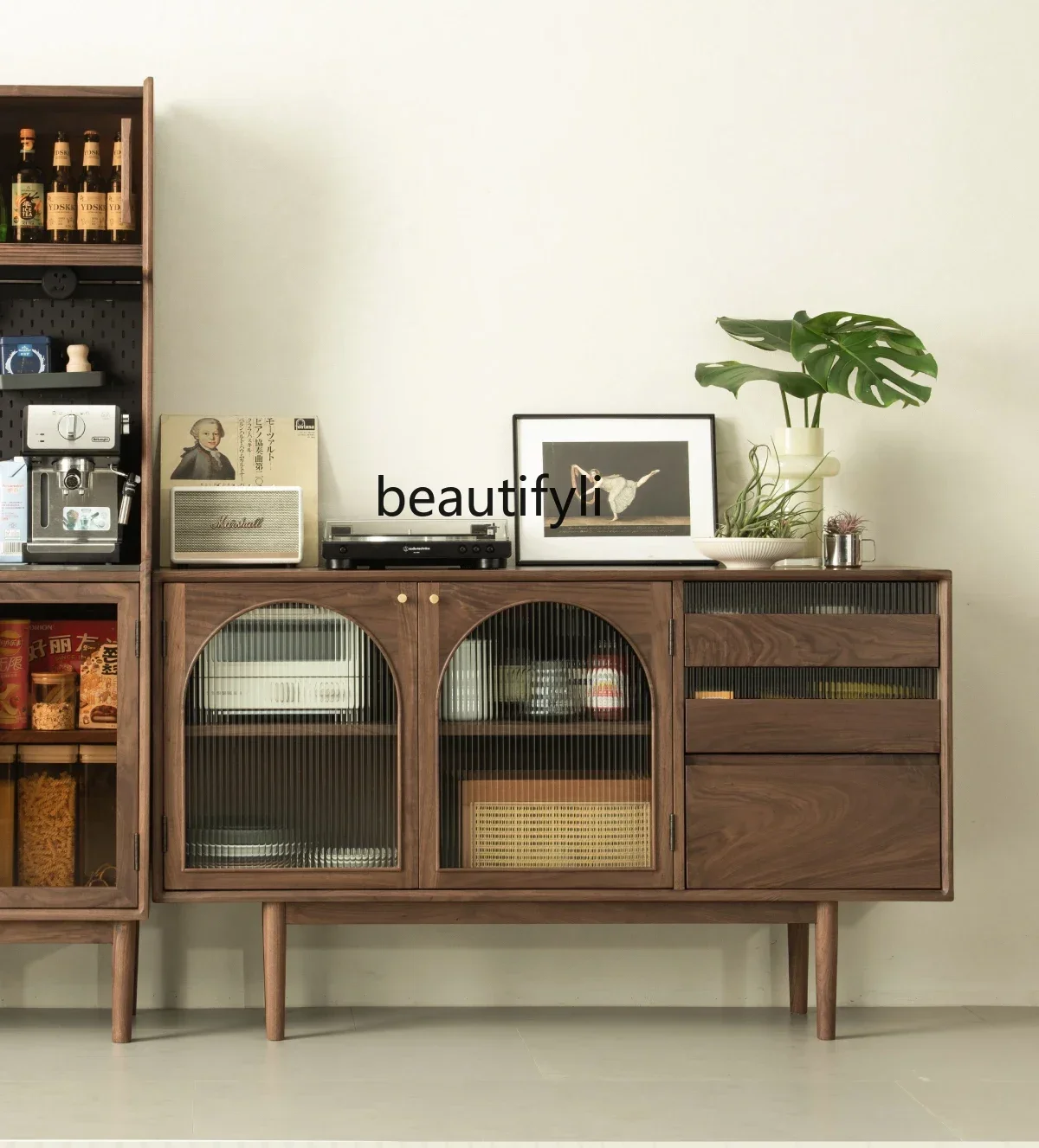 

Asmt51 Североамериканский обеденный боковой шкаф из черного ореха, современный простой многофункциональный шкафчик для хранения из цельного дерева, бытовой