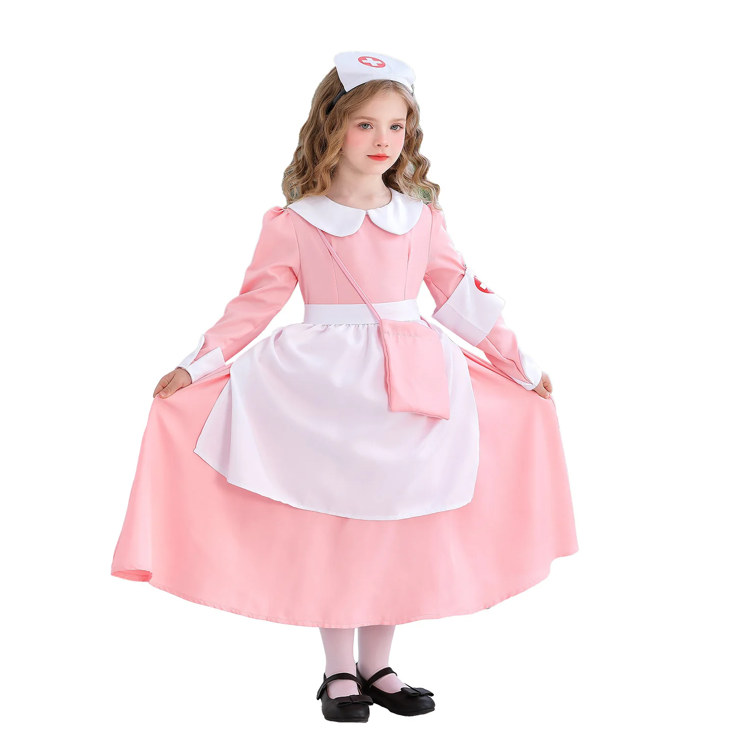 زي الممرضة الوردي للأطفال في الهالوين زي الطبيب والممرضة للفتيات فستان أداء الخادمة #4