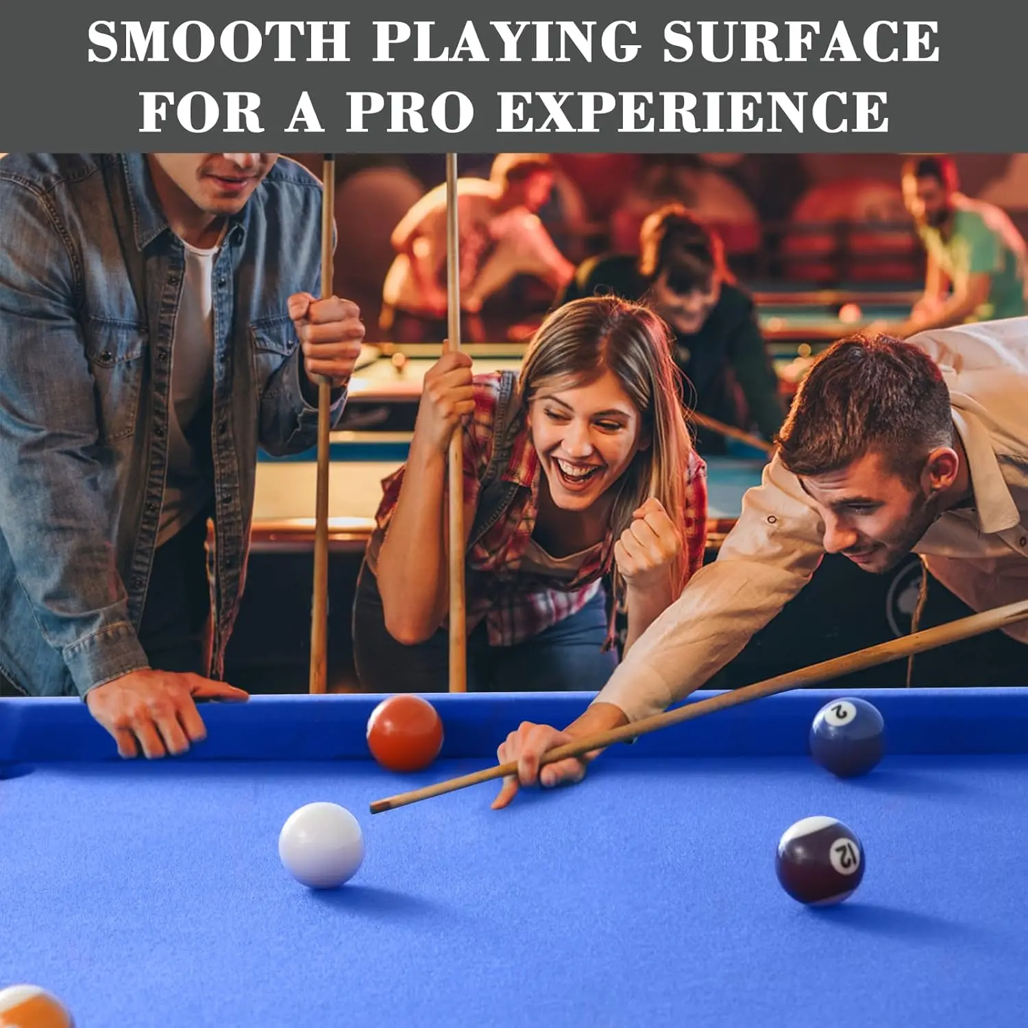 Portable Indoor Snooker & Billiard Table Set 16 Balls & 2 Cue Sticks for Kids & Family Party Includes Triangle Chalk Brush