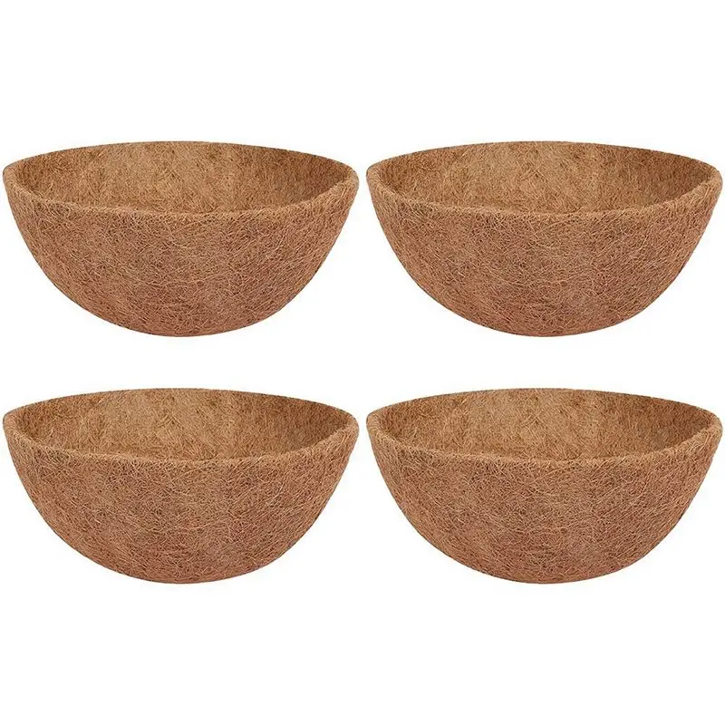 A72P 4 Pcs Coconut Hanging Basket Liners 10 Inch, Sturdy Round Liners for PlantersPerfect Replacement , 100% Natural