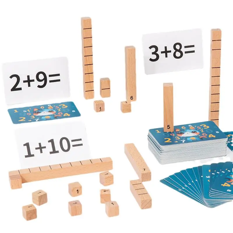 Matemática Manipulativos Contando Cubos com Atividade Cartões, Brinquedos De Madeira Criança, Pré-escolar Matemática Manipulatives Toy, Homeschool