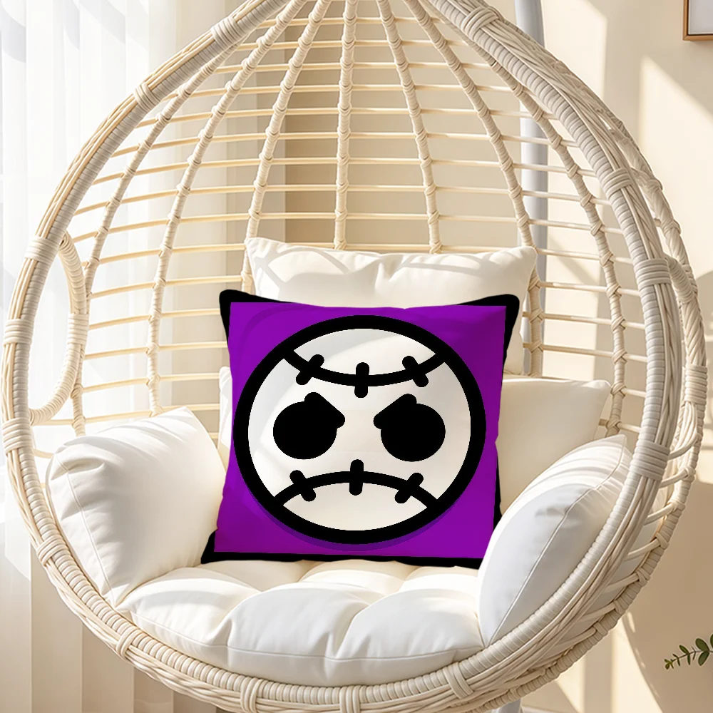 Game Cute Fun Face Y2k Cushion Cover Soft Pillowcase Sofa Home Living Room Decor Bed S-Stars-S Club Hogar Gift B-BrawlS-S