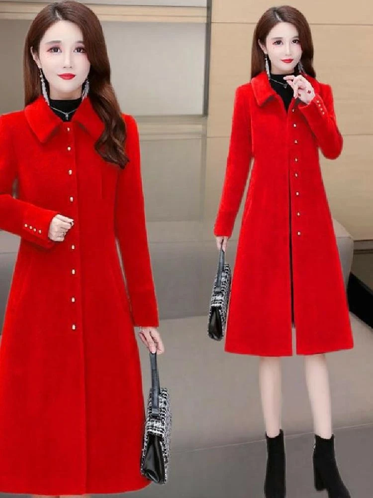 

Двустороннее шерстяное пальто женское средней длины осенне-зимнее приталенное элитное модное простое элегантное верхняя одежда для женщин