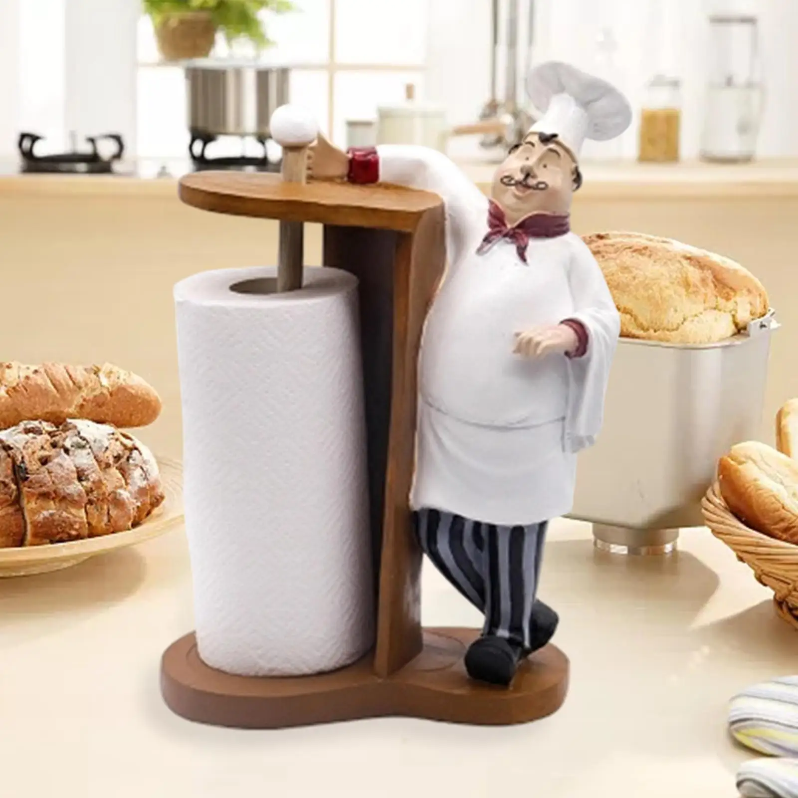 Resin Chef Paper Towel Holder Figurines Creative Home Cake Shop Restaurant Crafts Decoration Ornament