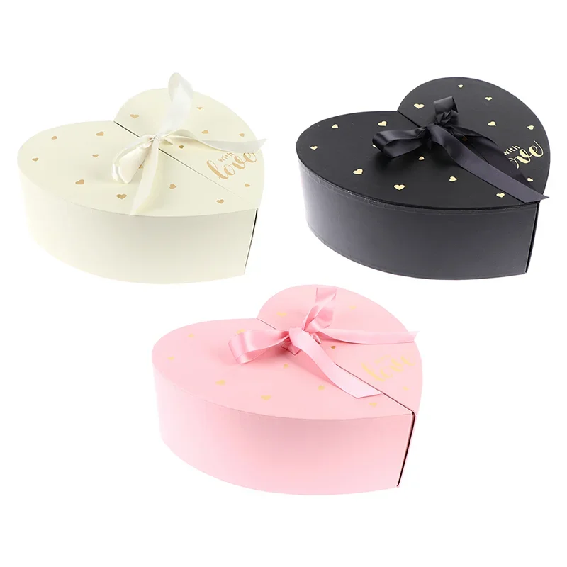 1pcs Packing Box Heart Shape Half-Opening Paper Gift Box Fresh Flower Box For Party Supplies For Women Girls Gift