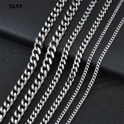 3/5/7/9/11mm Men's Silver Color Necklace Stainless Steel Cuban Link Chain for Mens Womens Basic Black Gold Tone Chokers