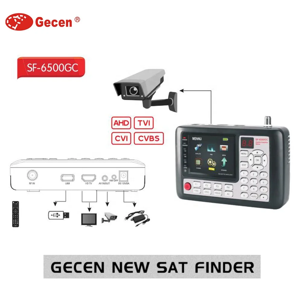 GECEN SF-6500GC Digital HD Satellite Finder Meter With 4.3 Inch HD LCD Screen For EU/US/UK Plug For Camera Application