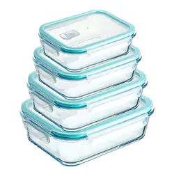 High Borosilicate Glass Lunch Box Sets Rectangle Bento Box Heat-resistant Glass Lunch Box Sealed Box Microwave Oven Heating Bowl