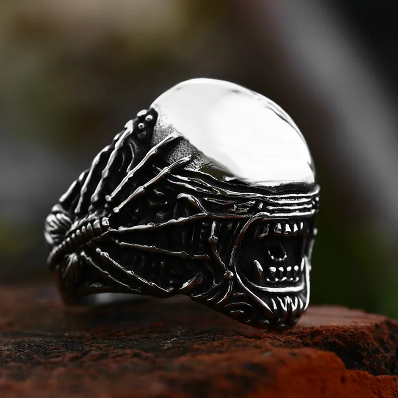 BEIER 2023 New Fashion 316L Stainless Steel Skull Spider Ring Punk Cool Men\'s Ring Biker Unique Jewelry Wholesale Gift