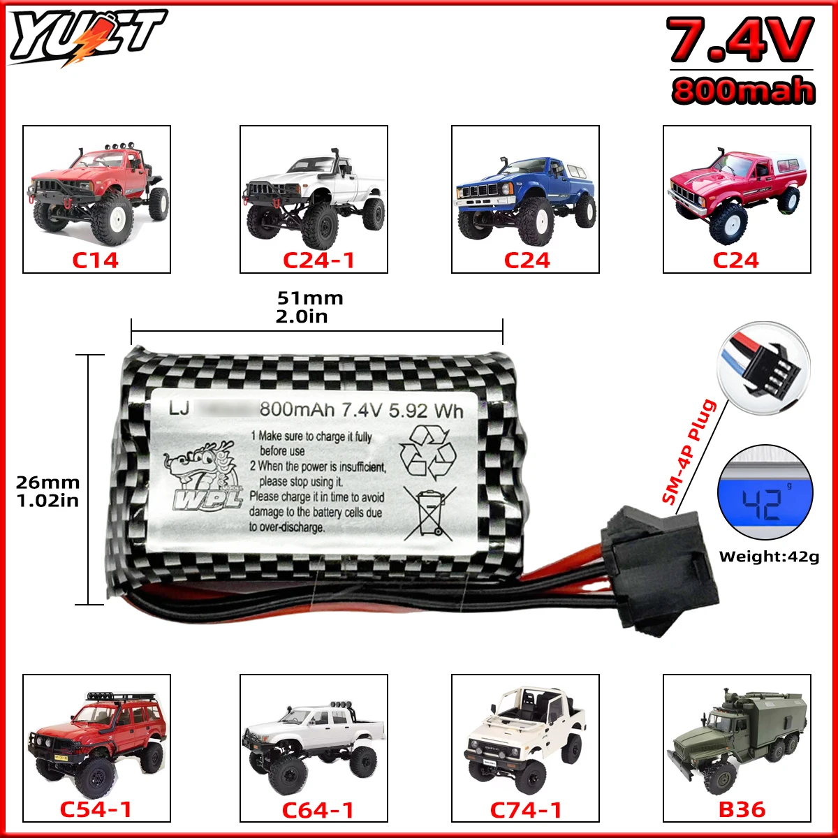 

Обновление аккумулятора WPL C24 7,4 В 800 мАч 2S LiPo аккумулятор для WPL D12 C24-1 B36 C34 C54 C64 C74 Оригинальные детали радиоуправляемого автомобиля
