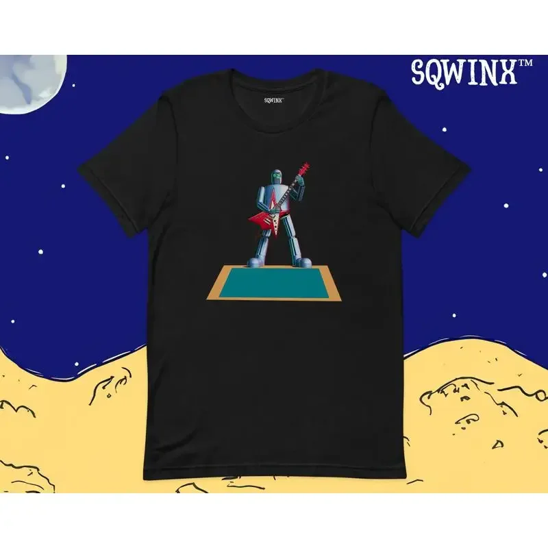 

Guitar Player T Shirt Musicians Funny Robot Playing Sqwinx