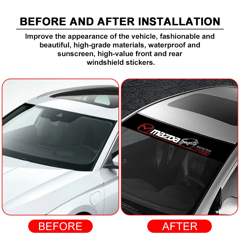 Automobile front and rear windshield sunshade decorative sticker For Mazda 3 5 CX-3 CX-4 CX-5 CX-7 CX-9 Axela 6 RX8 7 MS MX3 MX5