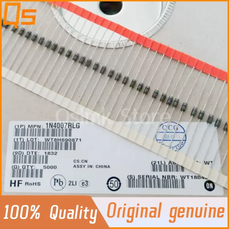 Neue original 1 n4007rlg do-41 1a 1000V Gleich richter diode mit Kupfers tiften