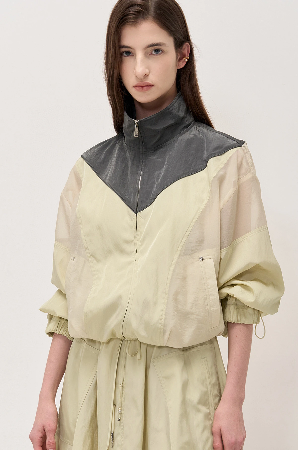 Conjunto Casual Primavera 2025: Top Fino e Saia Midi Estilo Coreano para Mulheres de 25 a 35 Anos com Manga Longa e F de ...