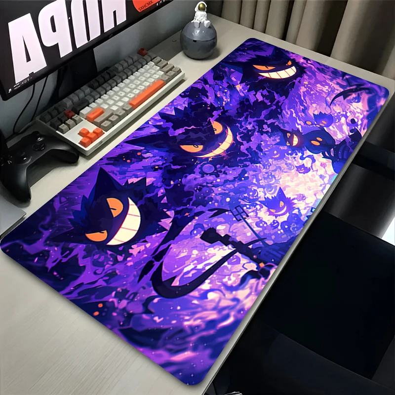 Mauspad P-Pokémon Computer Laptop Schreibtischunterlage Anime Tastatur-Mausmatte Großes Mauspad PC-Zubehör Gengar Gamer Mauspads