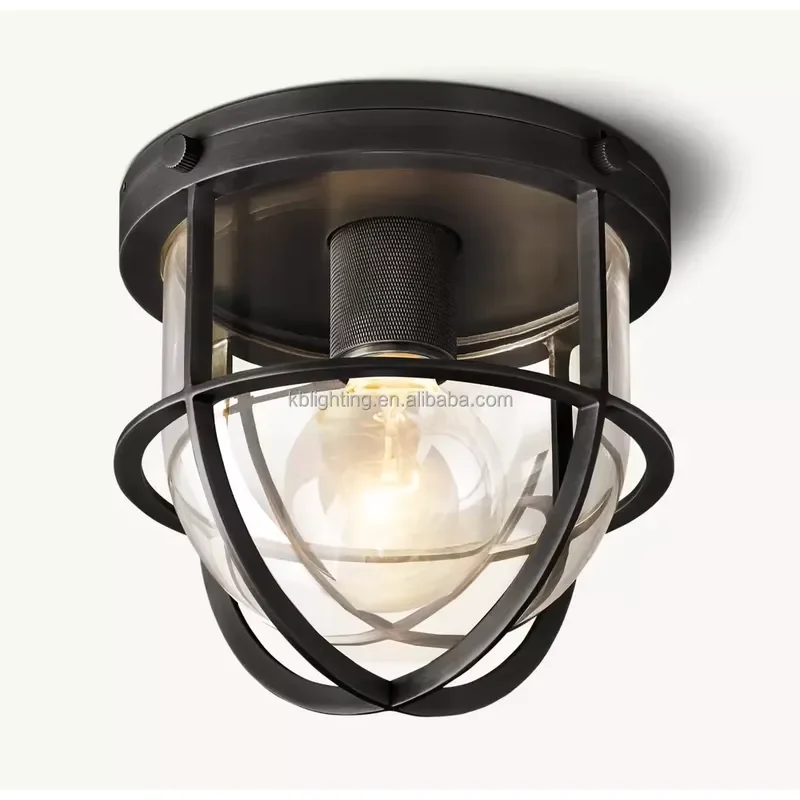 Modern Black Round Waterproof Ceiling Light For Outdoor Villa Corridor Terrace Simple Embedded Fixture Home Country Style