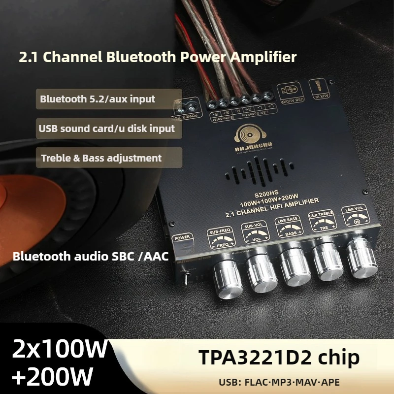 

SOTAMIA TPA3221 Bluetooth Power Amplifier Audio Board100Wx2+200W Subwoofer Amplifier AUX USB Amplificador Super TPA3116