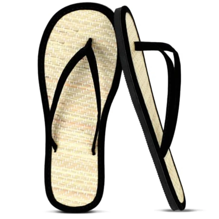 

Women's Bamboo Flip Flop Non Slip Lightweight Indoor Summer Beach Sandals Woven Straw Bamboo Slippers