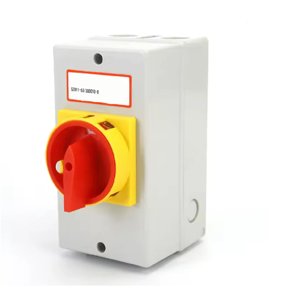 63A 3-Pole Rotary Cam Load Break Switch, 660V On/Off Isolator With Waterproof Box For HVAC Water Pump Control