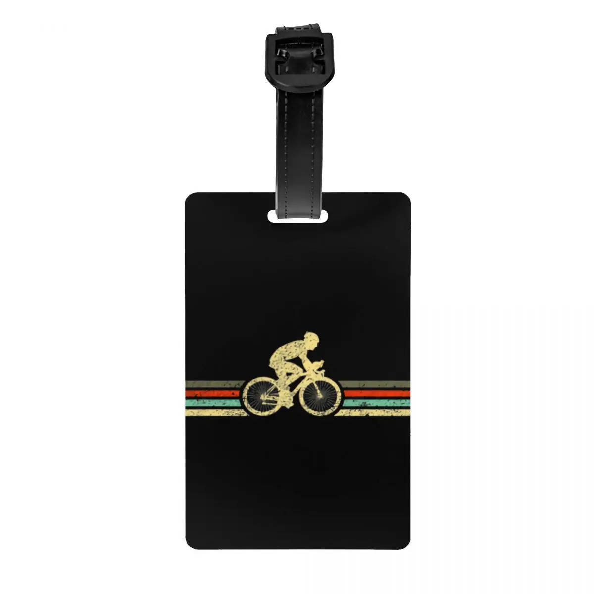 Custom Retro Bicycle Stripes Luggage Tag With Name Card MTB Bike Rider Privacy Cover ID Label for Travel Bag Suitcase