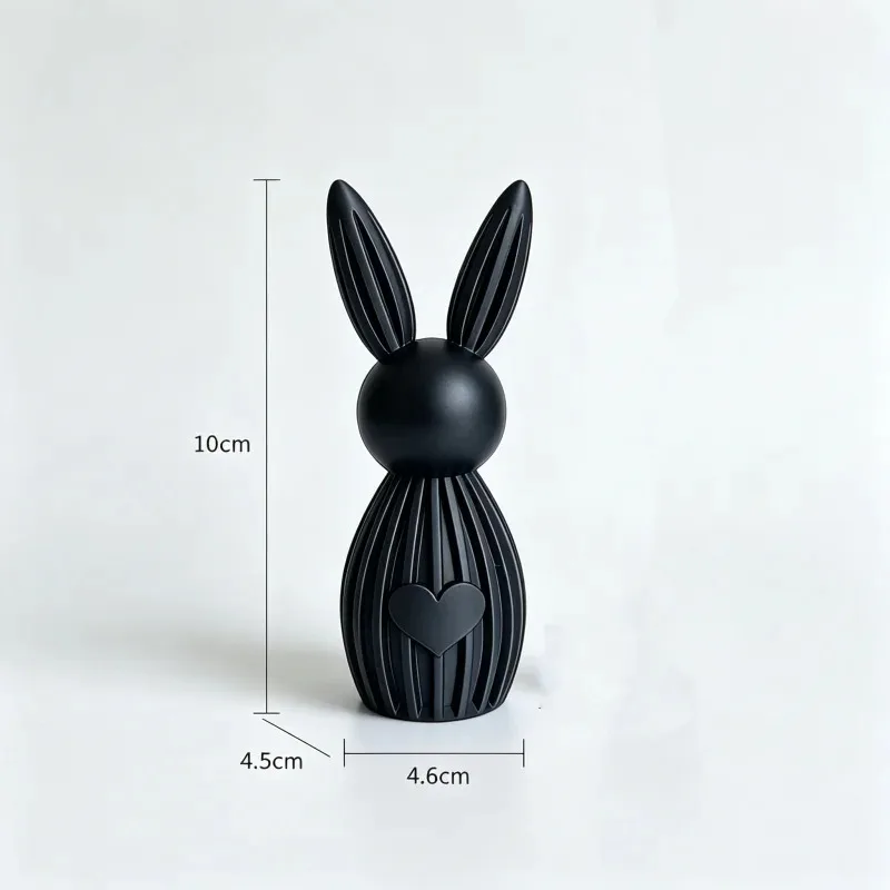 Cute 3D Printed Rabbit Statue Sculpture Figurine Love Bunny Heart Design Couple Ornament Bedroom Wedding Romantic Home Decor