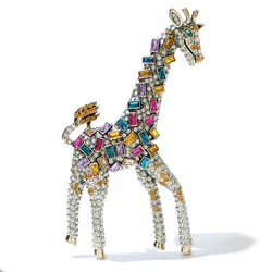 CINDY XIANG Large Beautiful Rhinestone Giraffe Brooch Fashion Vintage Animal Pin 3 Colors Available Winter High Quality Jewelry