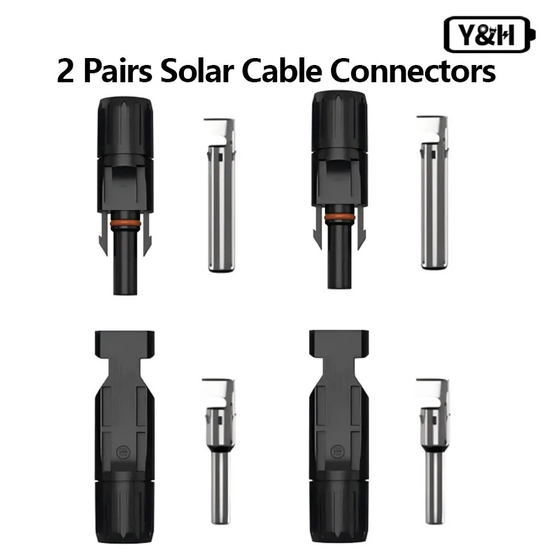 Y&H 2PCS Solar Cable Connectors, Male＆Female IP67 Waterproof Solar Panel Connectors