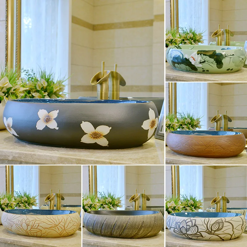 

Ретро сценический умывальник, художественный умывальник, овальный умывальник для ванной комнаты