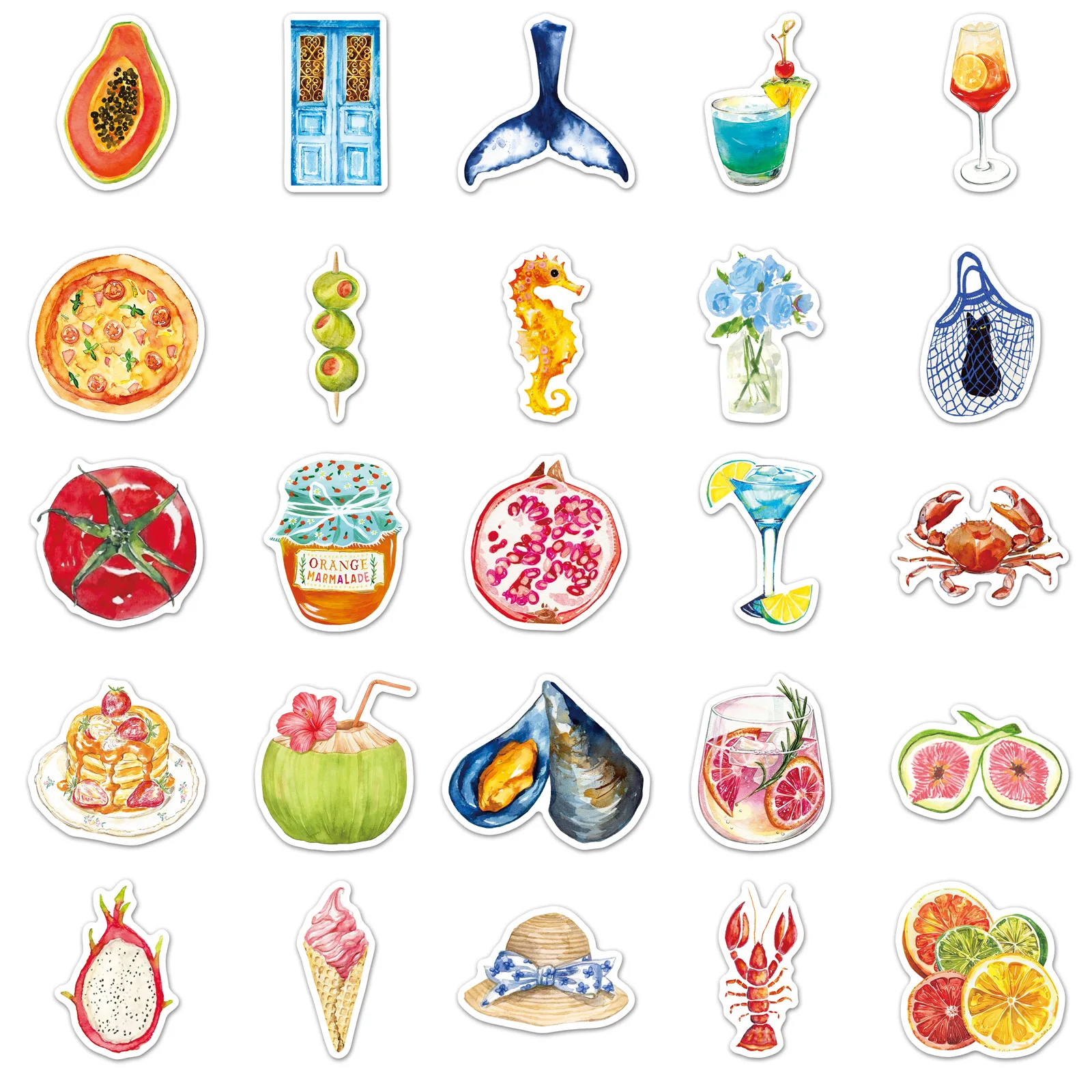

10/50PCS Mediterranean Aesthetic Cartoon Sticker Art Graffiti Personalized Decoration Desk Scooter Waterproof Decal