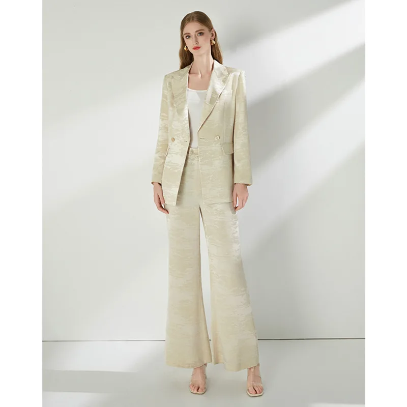 

Роскошные весенне-осенние костюмы 2023, пальто, комплект из двух предметов, женские пиджаки, комплекты с широкими штанинами, одинаковые комплекты для официальных мероприятий