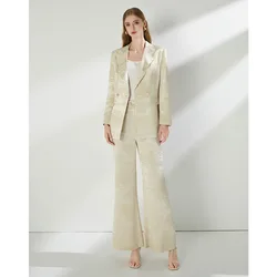 Luxury 2025 Spring Autumn Suits Coats Two Piece Set Women's Blazers Wide Legs Pants Sets Formal Occasions Matching Sets